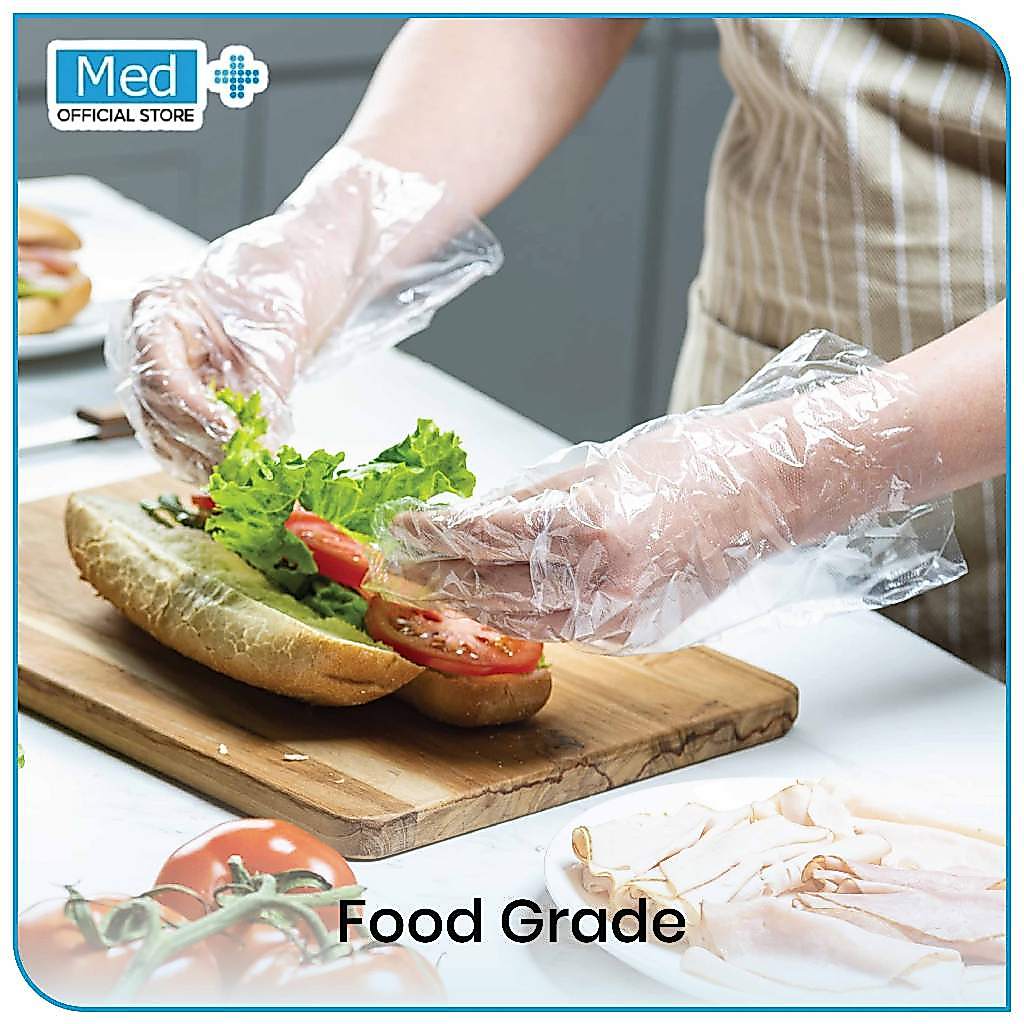 Med+ Sterile Disposable Plastic Glove / Sarung Tangan Plastik Sekali Pakai 10 Pack ( 20 Pcs ) - Gambar 2