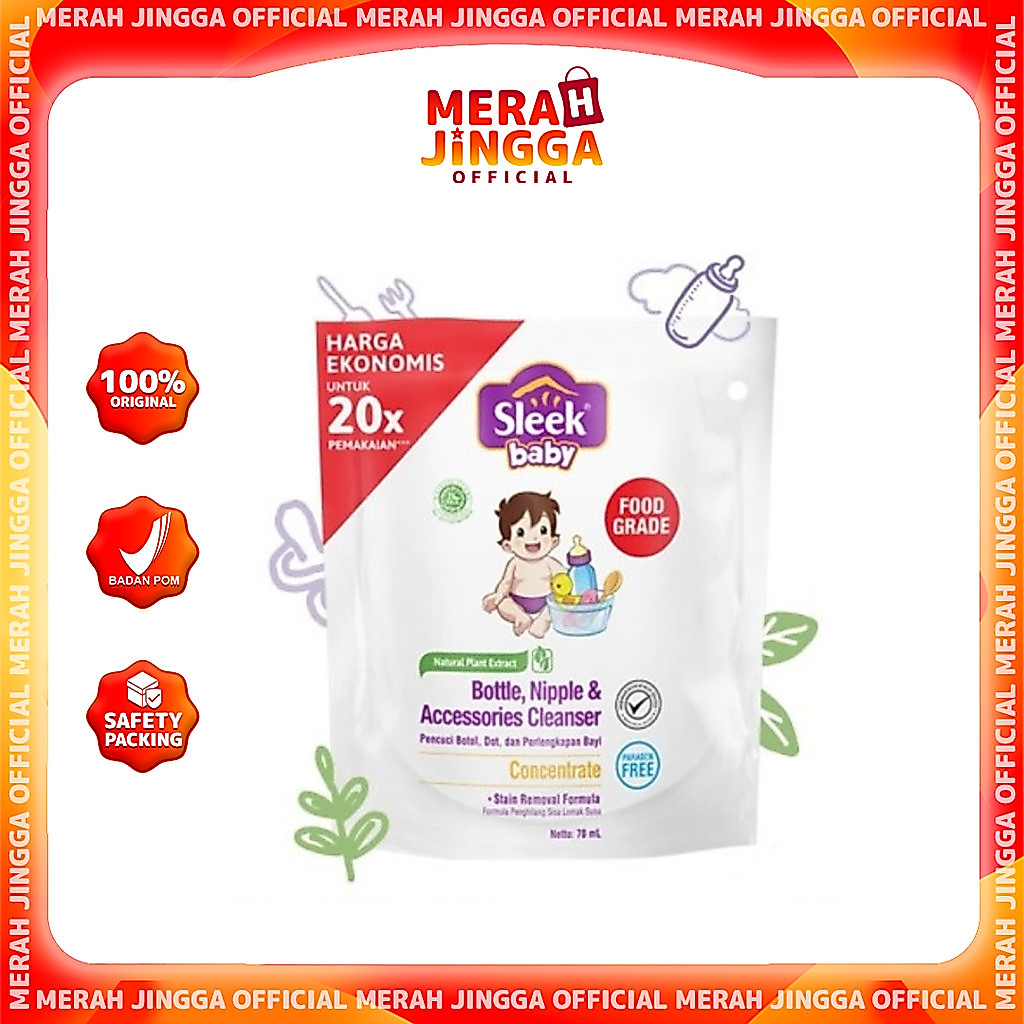 Sleek Baby Bottle Nipple & Accessories Cleanser Pouch 70ml / Merah Jingga Official