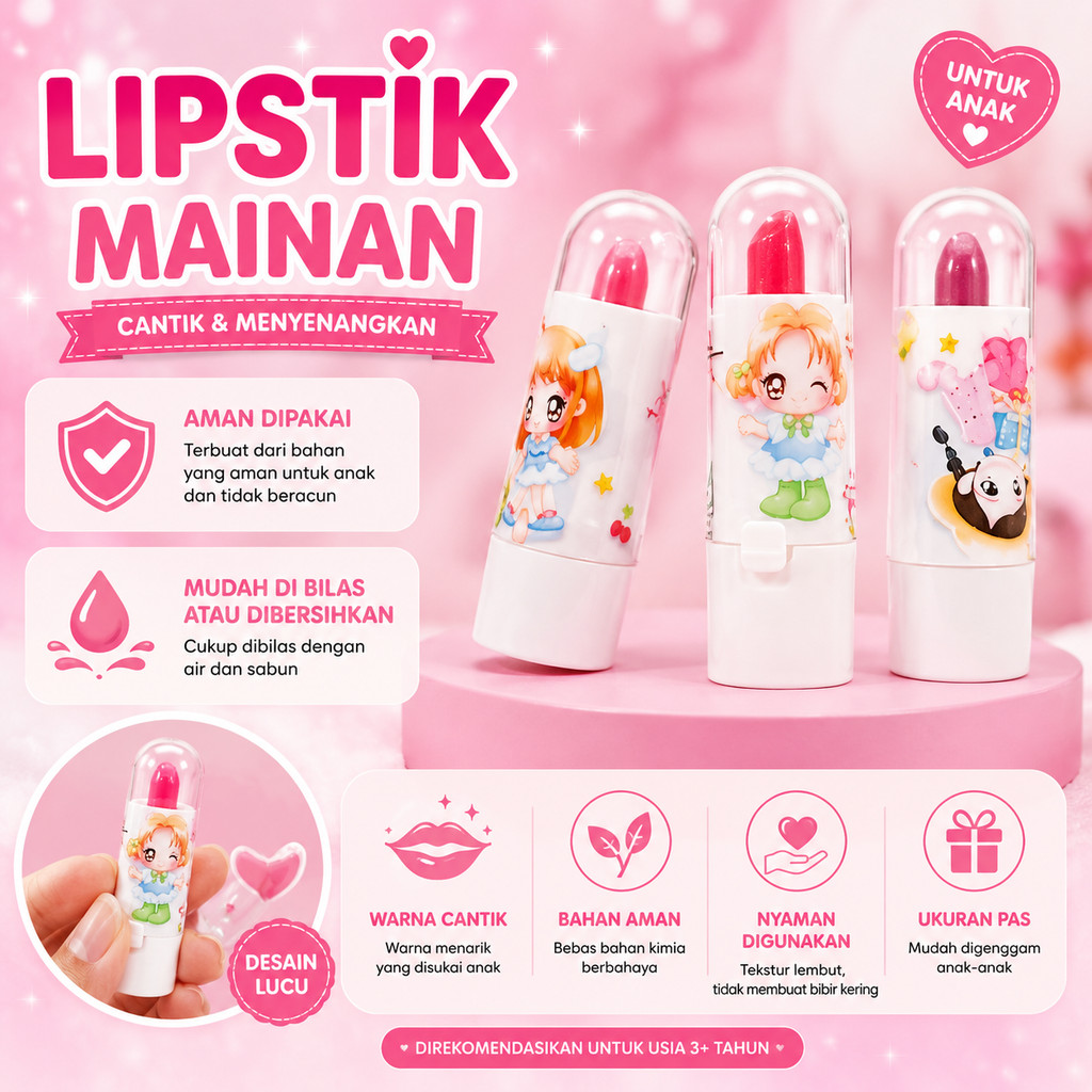 1PCS Lipstik Mini Anak Rasa Buah Lipstick Mainan Lipbalm Make Up Kecil Alat Bermain Anak Perempuan A170