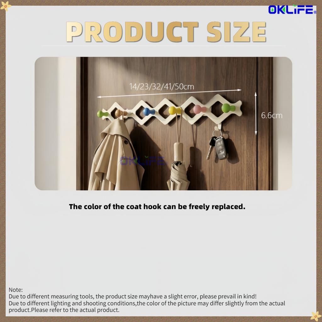 Punch Free Heavy Duty Adhesive Wall Hooks Colorful Fixed Knob Design Stylish Organizer for Clothes Bags view 9
