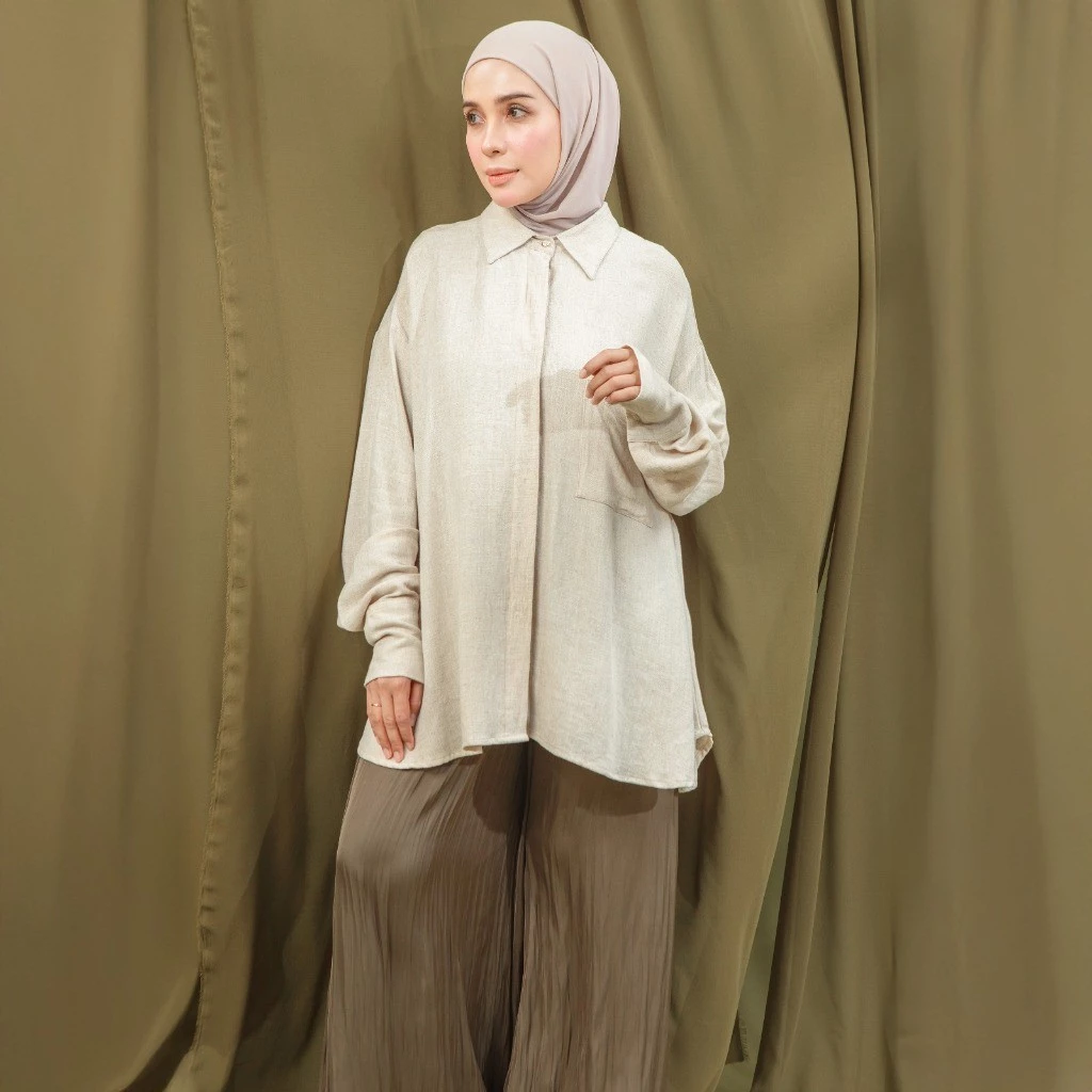 Lozy Hijab - Mida Shirt Lozy x Hamidah (Atasan Polos Bahan Linen Premium) - Gambar 3