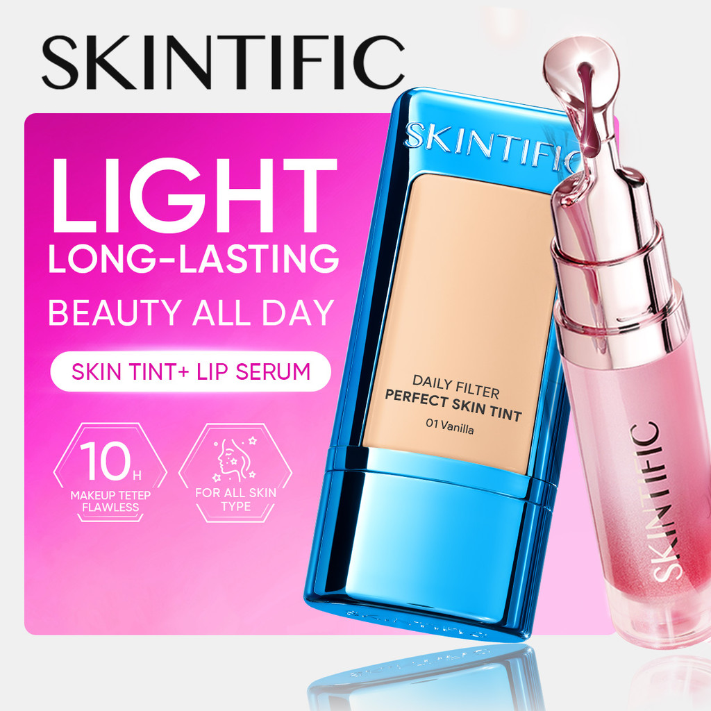 SKINTIFIC / 2PC Makeup Set - SKIN TINT BURRING FOUNDATION& LIP SERUM LIP CARE BB&CC Cream Skin Tint lip gloss sun protection