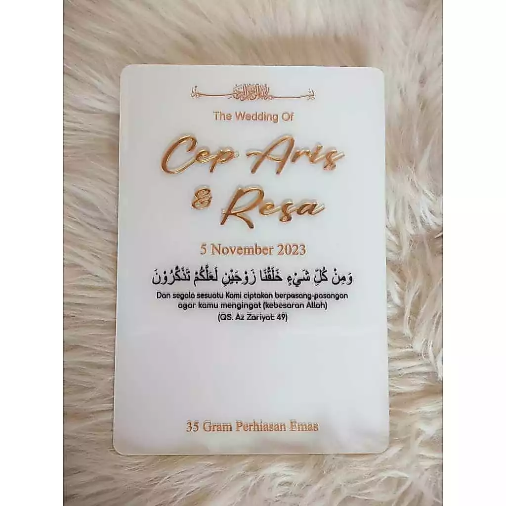 Akrilik Brush Persegi Custom Nama Mahar Hiasan - Gambar 3