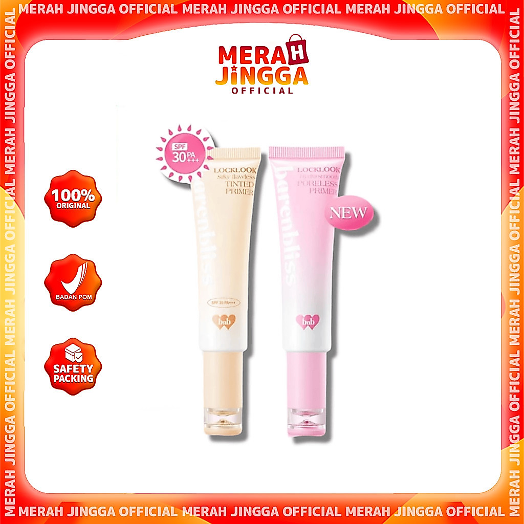 BNB barenbliss Locklook Silky Flawless Tinted & Hydra Smooth Poreless Primer / Merah Jingga Official