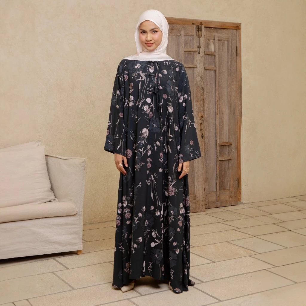 Lozy Hijab - Amora Abaya Dress (Gamis Cheongsam Dress Haji dan Umrah Bahan Poly Twisted Print)