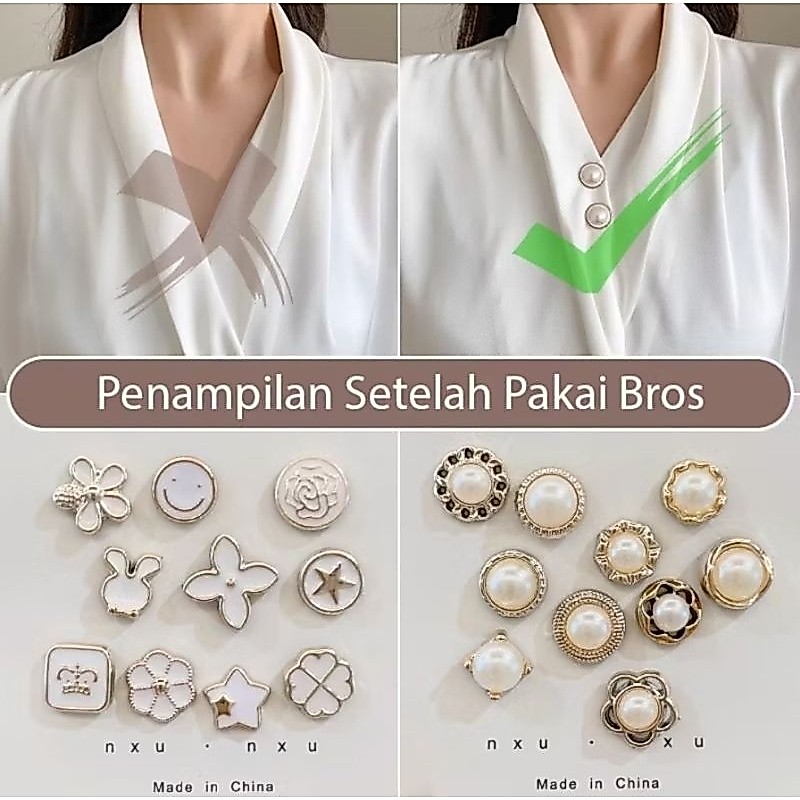 1PCS Bross Pin Baju Hijab Model Invisible Bros Mini Motif Bunga Bintang Aksesoris Fashion Kancing Tusuk Klip Pakaian Celana A334 - Gambar 4