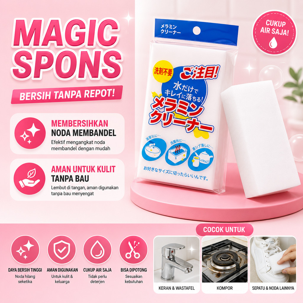 1PCS Spons Busa Ajaib Cuci Piring Serbaguna Sponge Magic Pencuci Perabotan Rumah Spon Nano A133