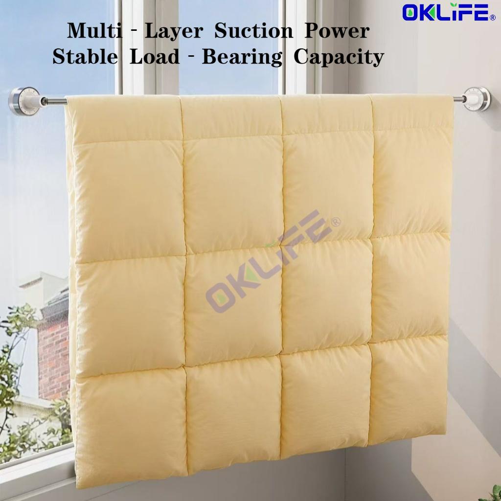 Space Saving Rotatable Suction Towel Bar Punch Free Removable Wall Rack For Bathroom Laundry Room Use view 3
