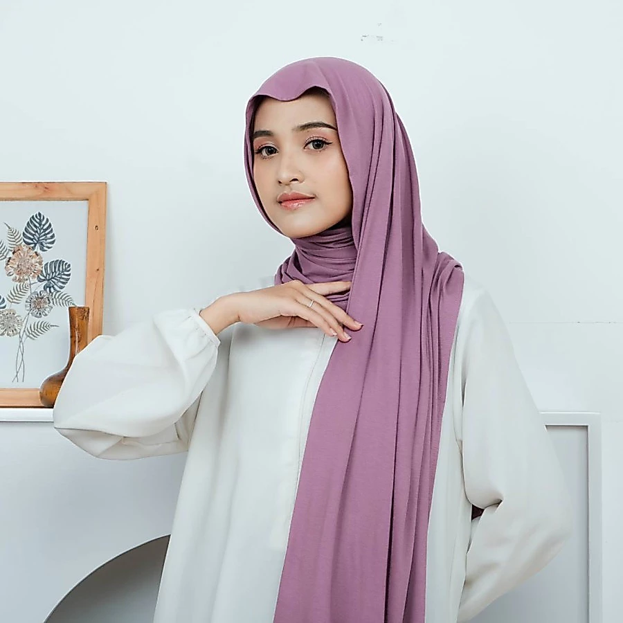 Hijab Pashmina Kaos Polos / Hijab Pashmin Kaos Premium - Gambar 2