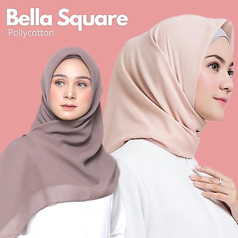 Kerudung Segi Empat Bella Square Polos Part 3 / Kerudung Bella Square / Kerudung Segi Empat - Gambar 4