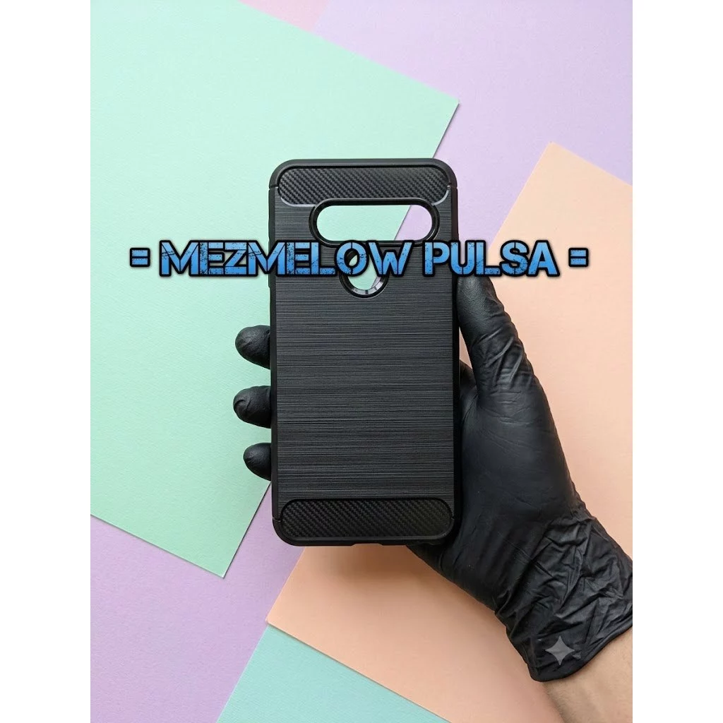 Casing Caseng Silicone Softcase Fiber Carbon / Case LG G8S ThinQ / 3 KAMERA