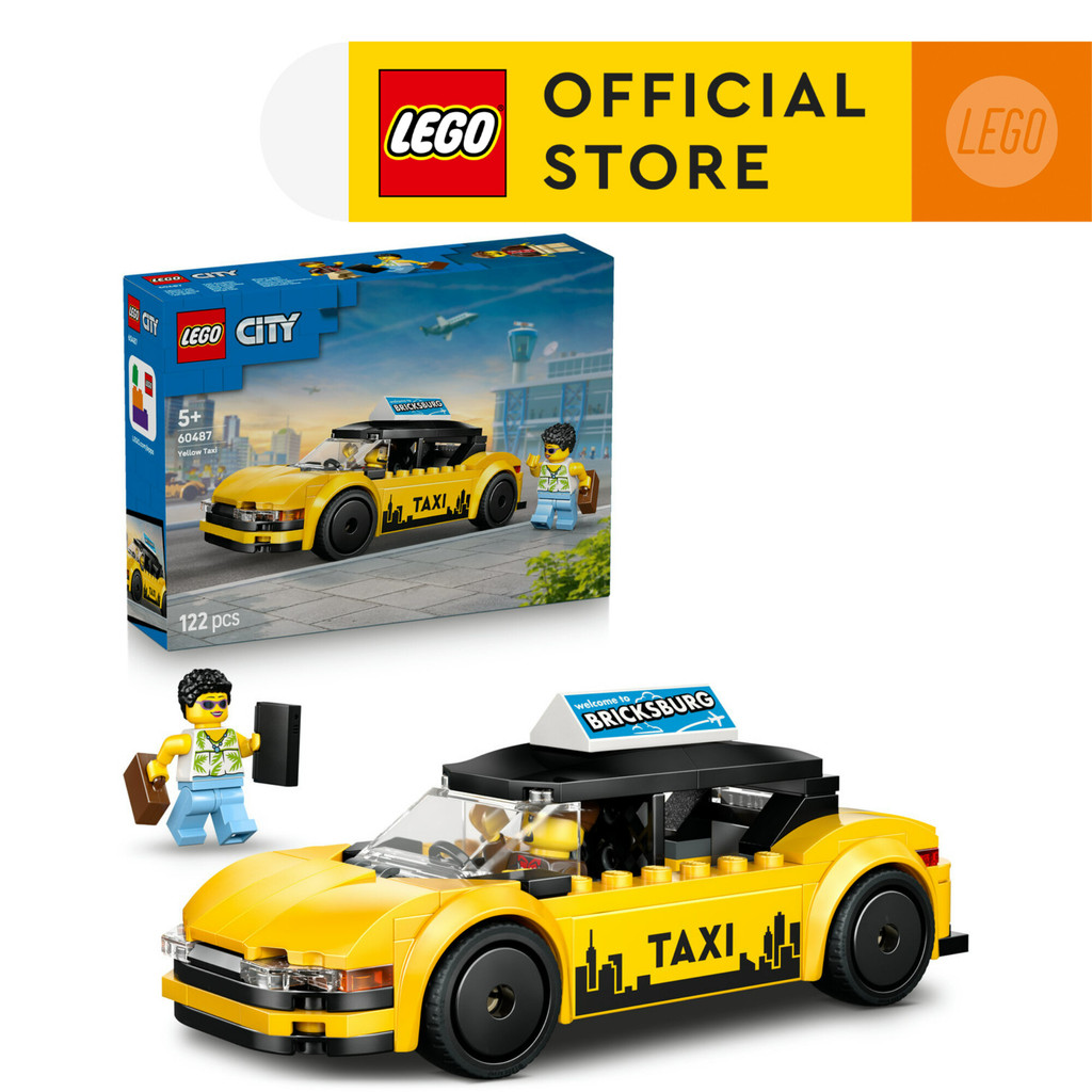 LEGO City 60487 Yellow Taxi (122 Pieces), Building Block, Toys, Bricks