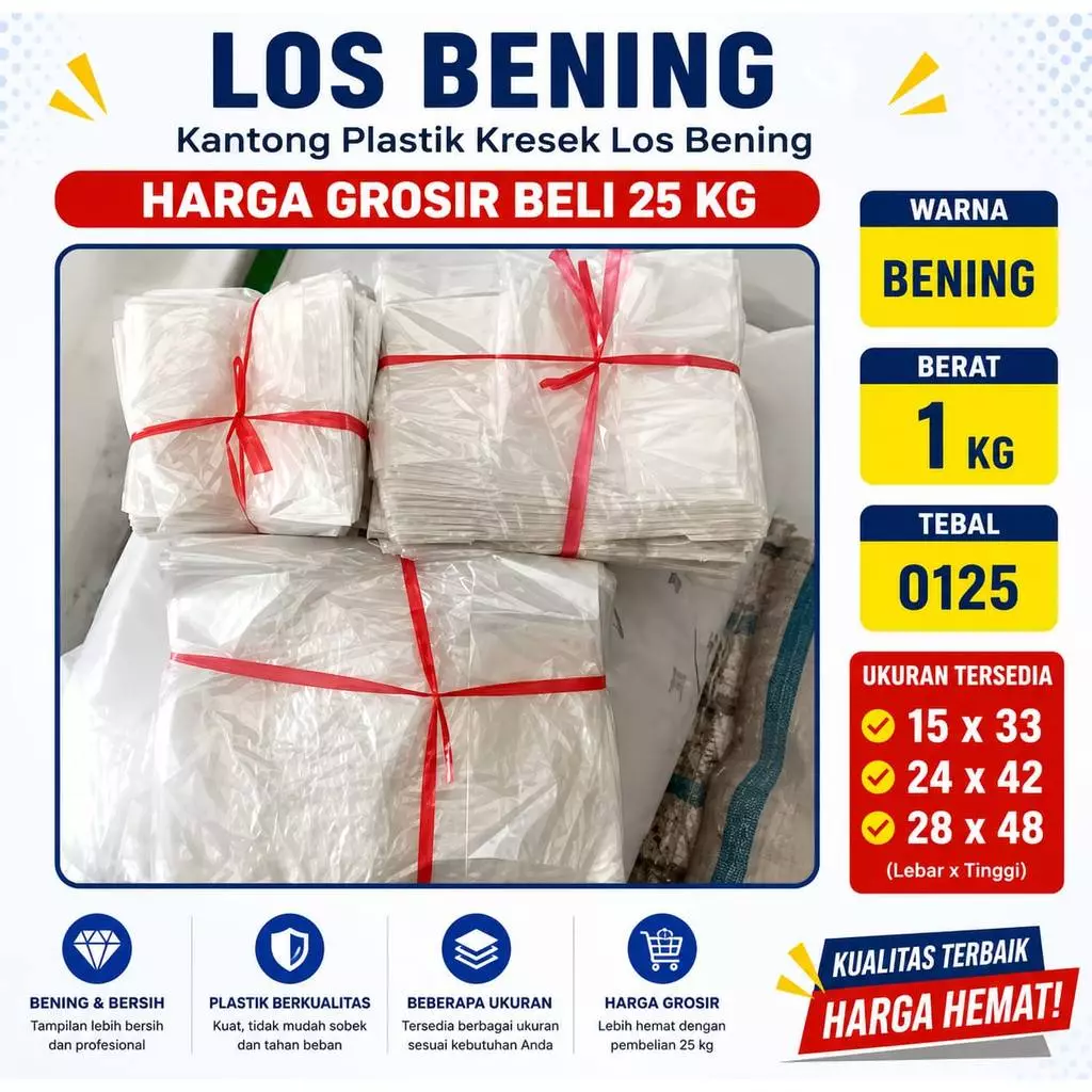 (UKURAN 28X48) KANTONG PLASTIK KRESEK LOS KILOAN NATURAL ORI BENING TRANSPARAN