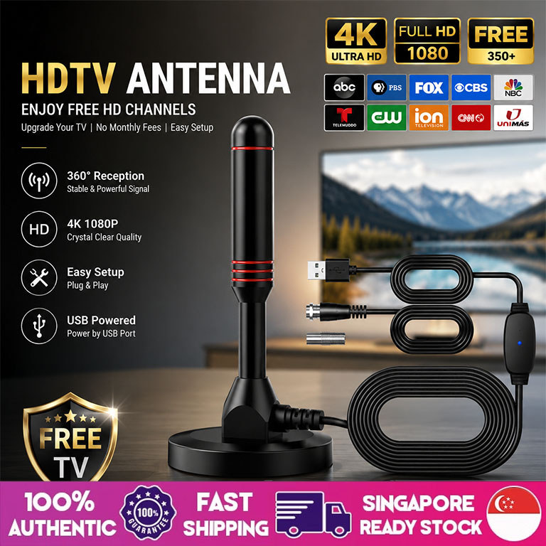 Antenna TV Interna 36DBI 200 Km DVB-T2 | Amplificatore Di Segnale 4K 1080P Per UHF VHF FM