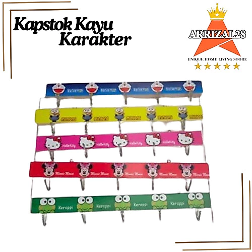 KAPSTOK KAYU GANTUNGAN BAJU KARAKTER