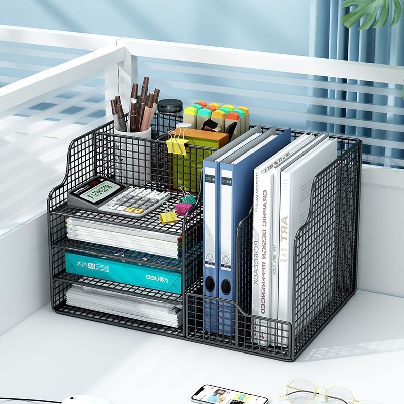 [in stock] Desktop bookshelf file organizer office desk folder storage ...