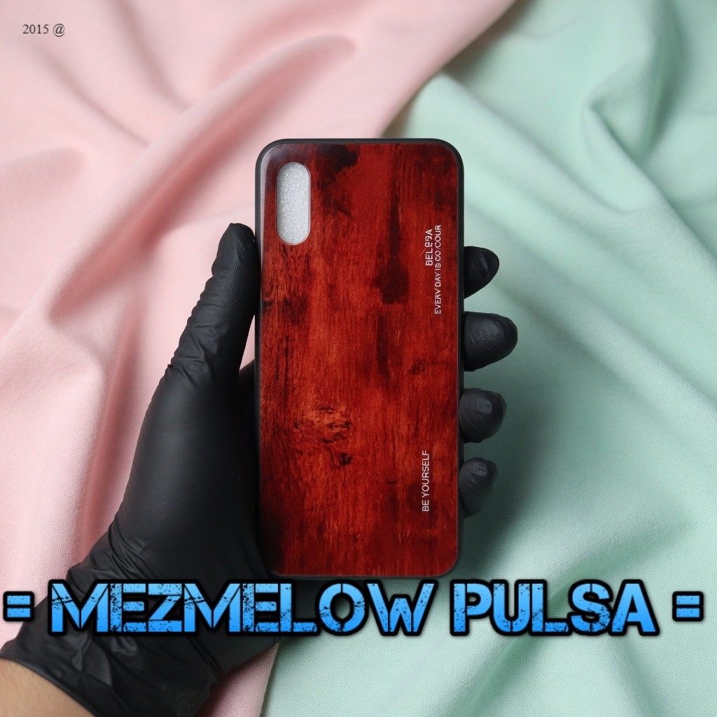 Casing Wood Grain Glass Motif Kayu Caseng Hard Case XIAOMI REDMI 9A