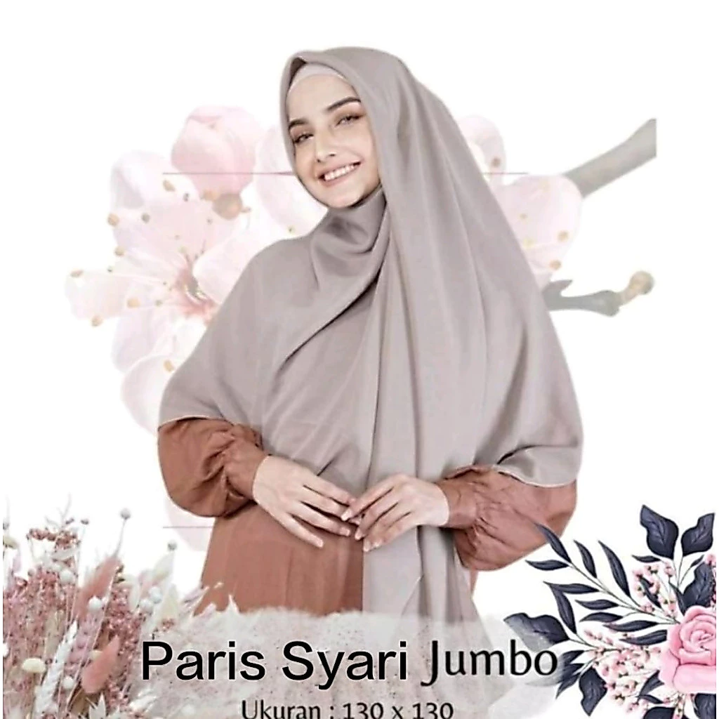 Jilbab Segi Empat Paris Syari Jumbo / Segi Empat Polos Neci / Hijab Segi Empat Paris jumbo Neci