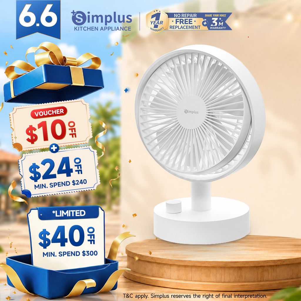 Simplus Kit Desktop Fan Portable Design Stepless Speed Adjustment 16h ...