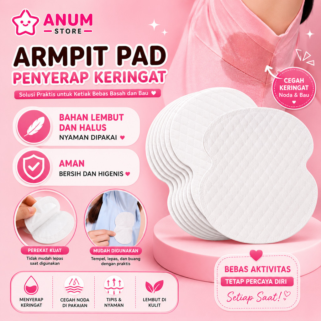 1LEMBAR Armpit Sweat Pad Alas Ketiak Anti Keringat Pembalut Bantalan Penyerap Basah Ketek Burket Sekali Pakai Serbaguna Warna Putih A351