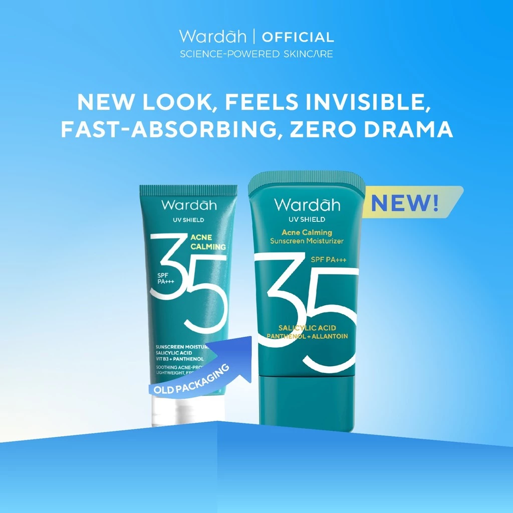 Wardah Sunscreen UV Shield Acne Calming Sunscreen Moisturizer SPF 35 PA - Wajah Meredakan Jerawat Ringan Mudah Meresap Calming and Repair Boosting Sunscreen Wajah Glowing BPOM - Skincare - Gambar 4