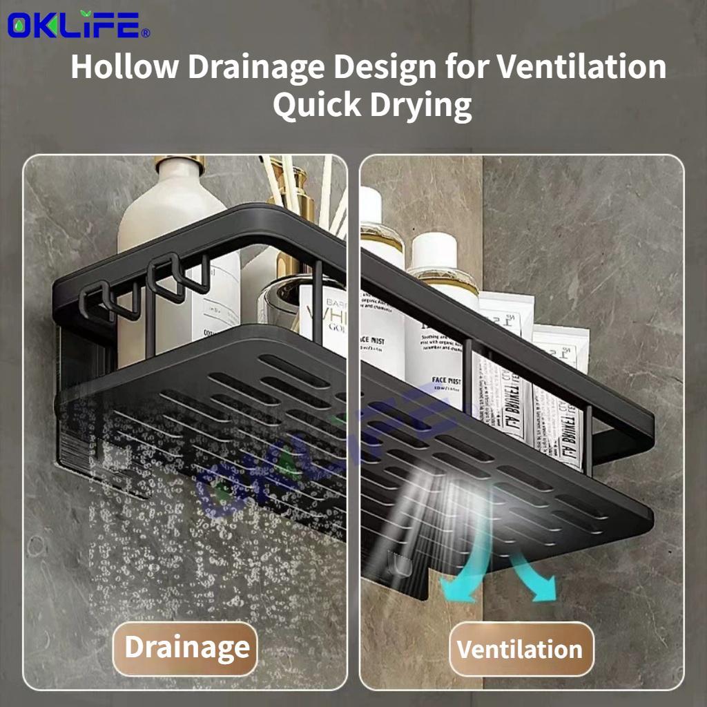 Anti-Rust Aluminum No-Drill Shower Caddy with Towel Hooks view 7