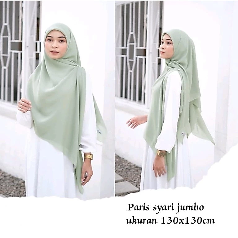 Hijab Segi Empat Paris Jumbo Premium / Jilbab Segi Empat Paris Polos / Hijab Segi Empat Paris Syari