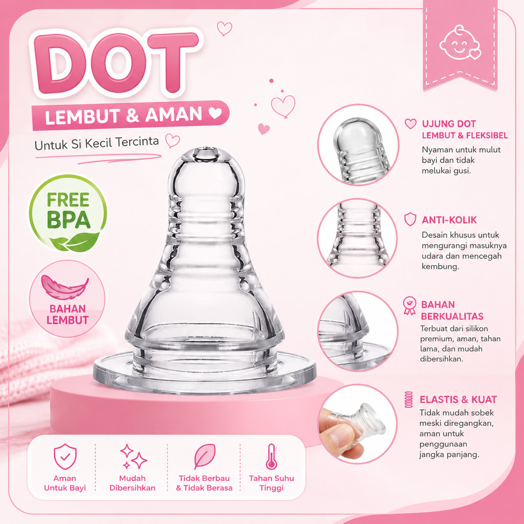 1PCS Dot Botol Bayi Standard Nipple Slim Peristaltik Plus Dot Silicone Bottle Susu Standar BPA A052