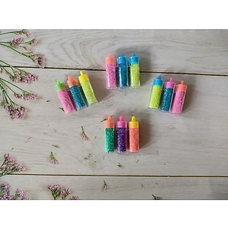 3pc Gliter Bubuk Warna Warni Botol Mini