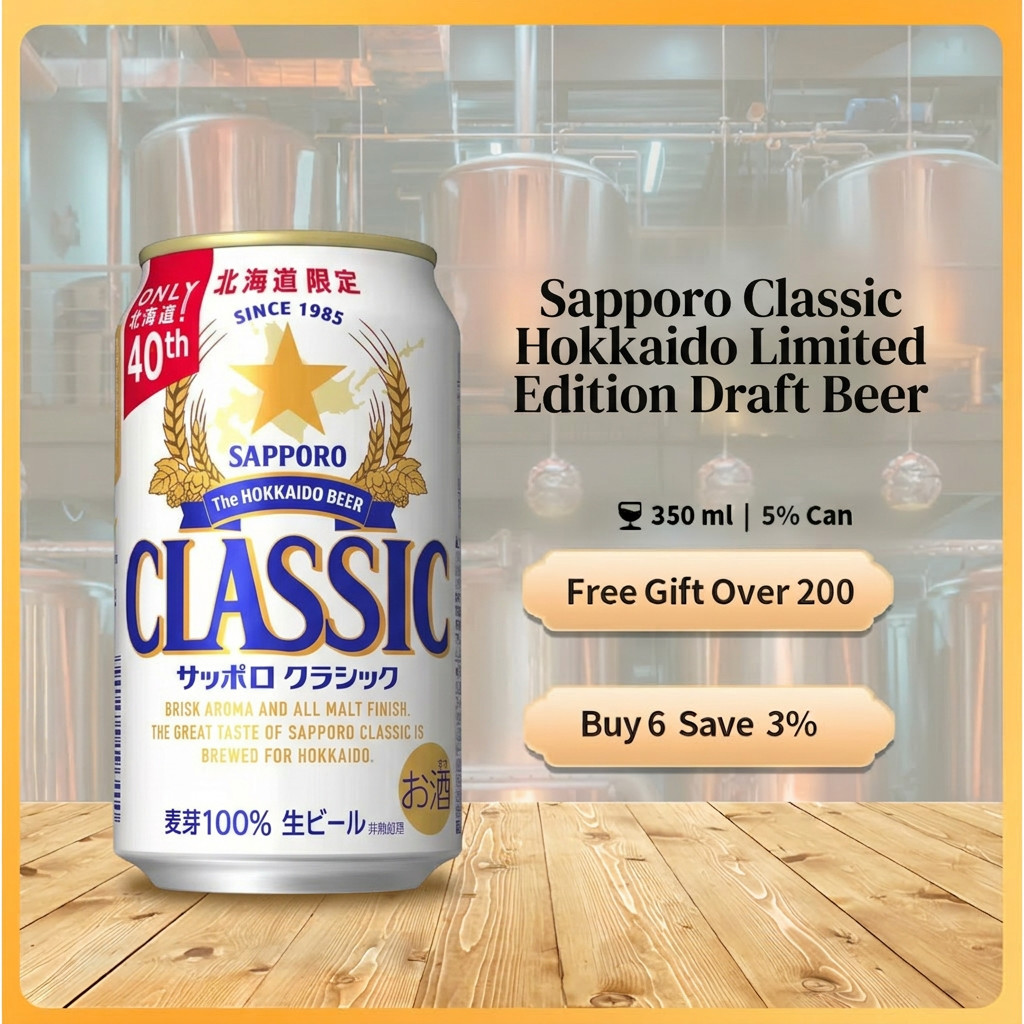 Sapporo Classic Hokkaido Limited Edition Draft Beer 350ml ABV 5