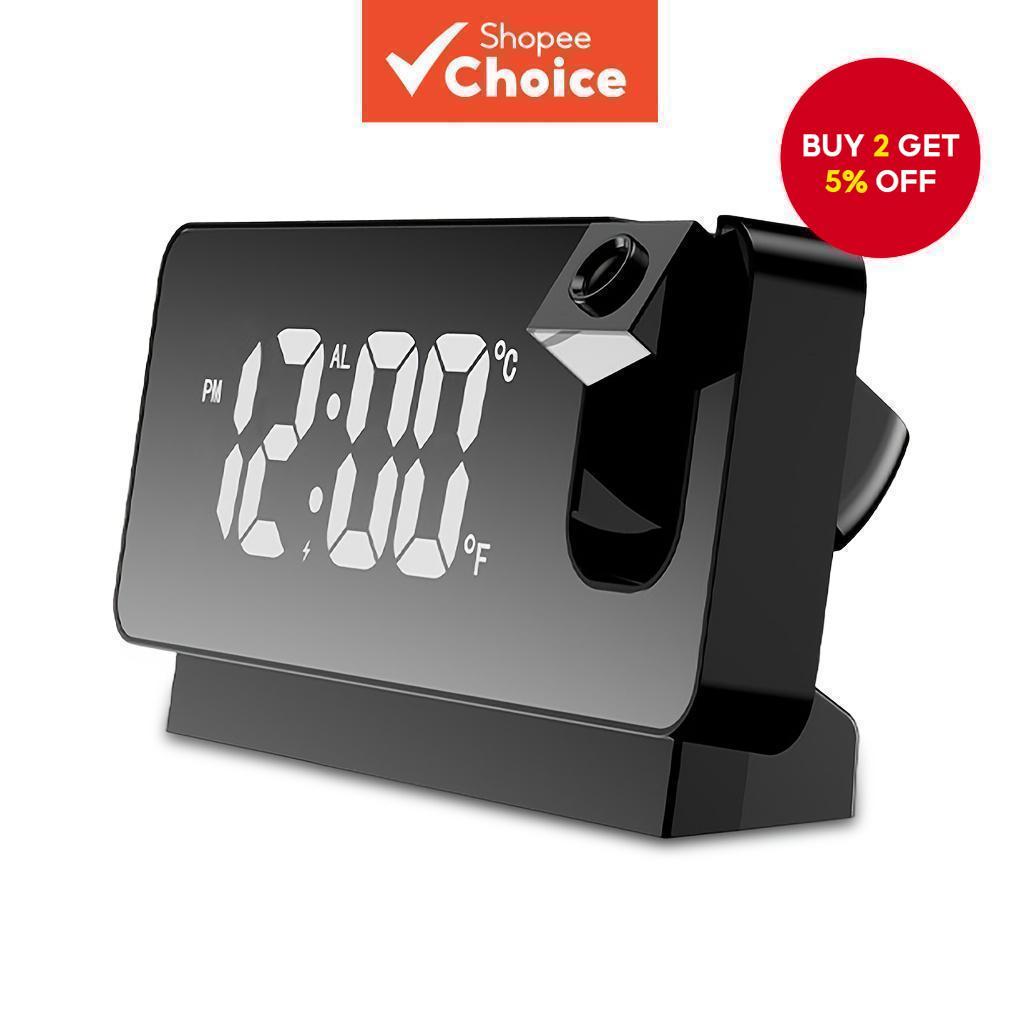 LED Electronic Clock Red Light Projection USB Charging Bedroom Living ...