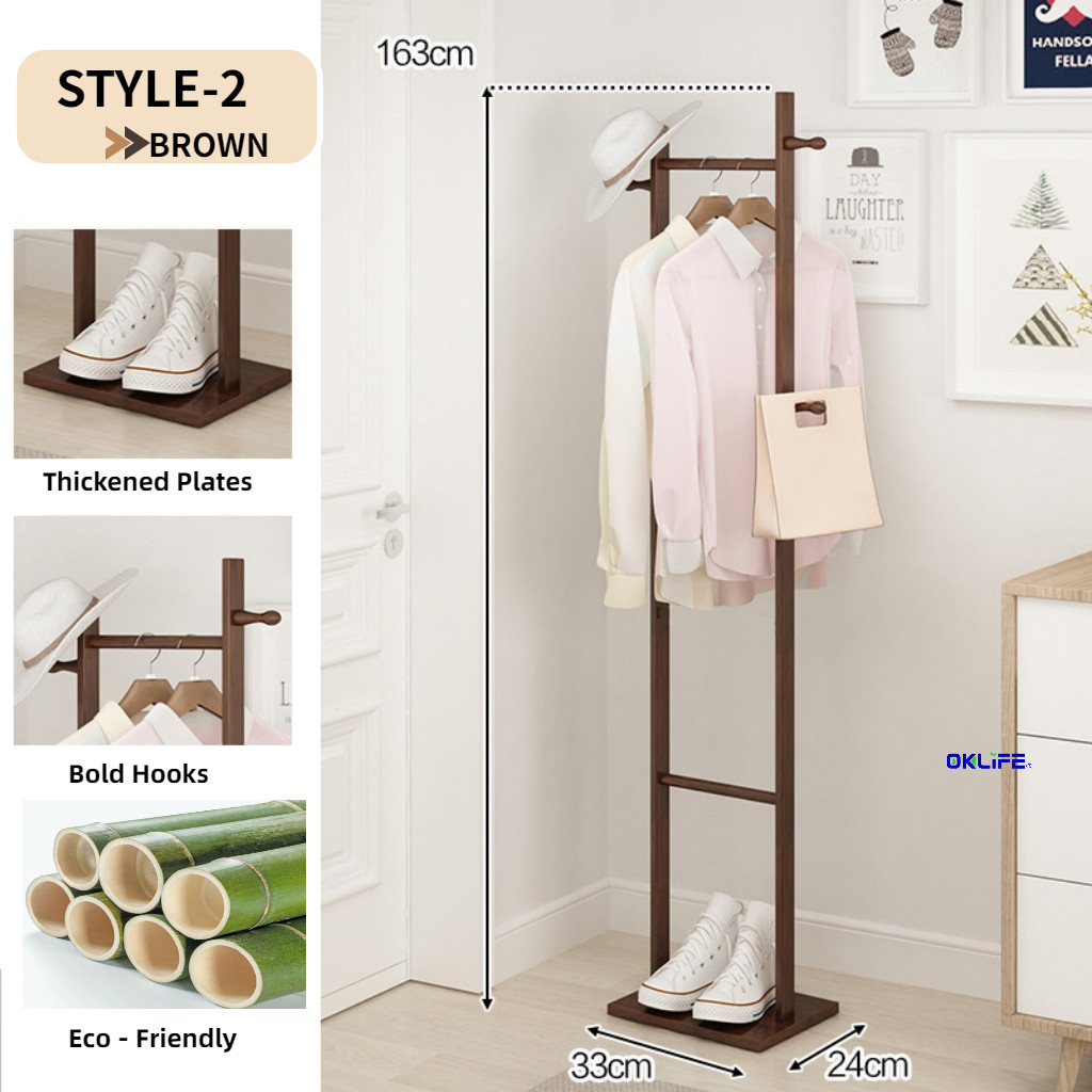 Solid Wood Freestanding Clothes Stand Bedroom Garment Rack Moisture Proof For HDB Condo Home Storage view 12
