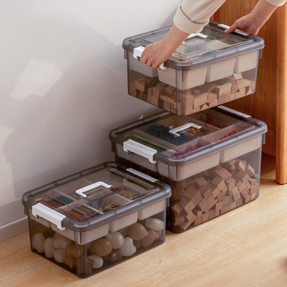 16L/30L Plastic Storage Box With Building Baseplate Lid Container With ...