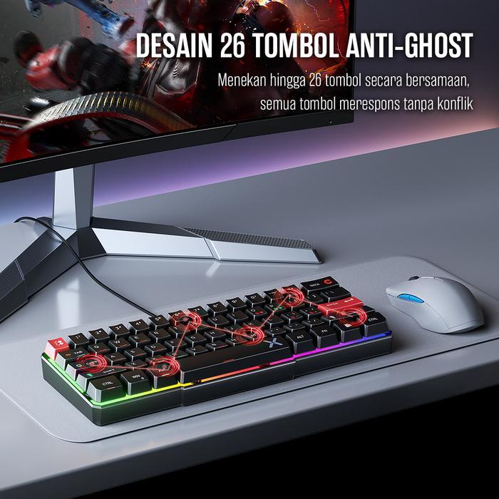 GAMEN GK110 / GK-110 Wired Gaming Keyboard Anti Ghosting Keys - Gambar 4