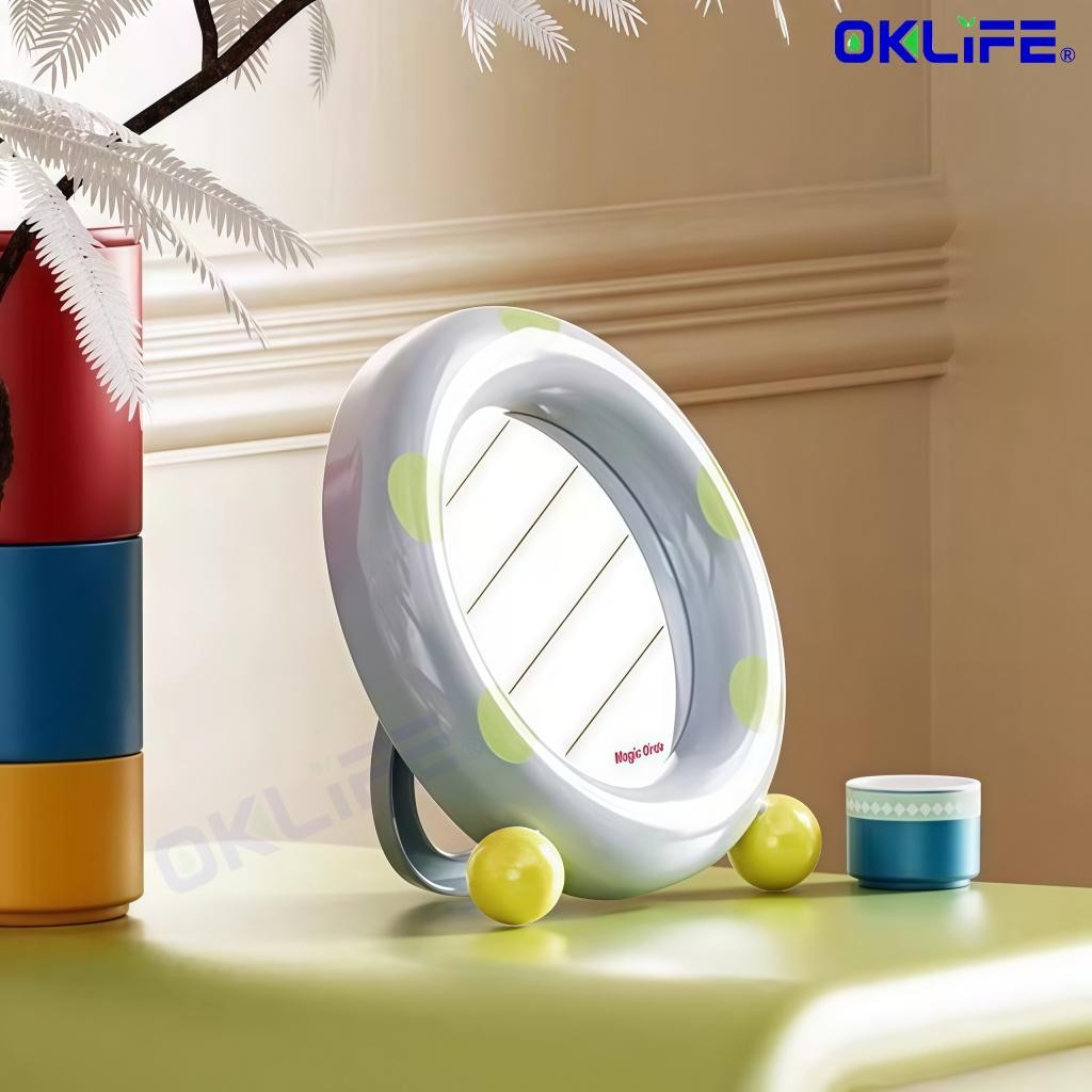 Vanity Mirror Adjustable Bracket Dopamine Cosmetic Mirror Round Vertical Desktop Makeup Mirror view 7