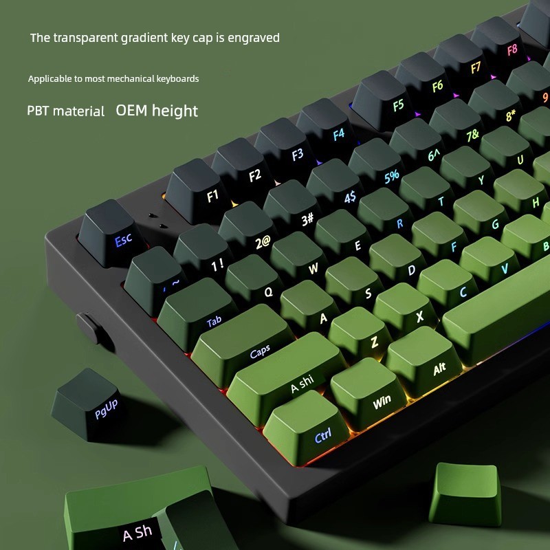 keycaps custom keycaps Matcha Side Engraved Gradient Keycap rainy75 ...