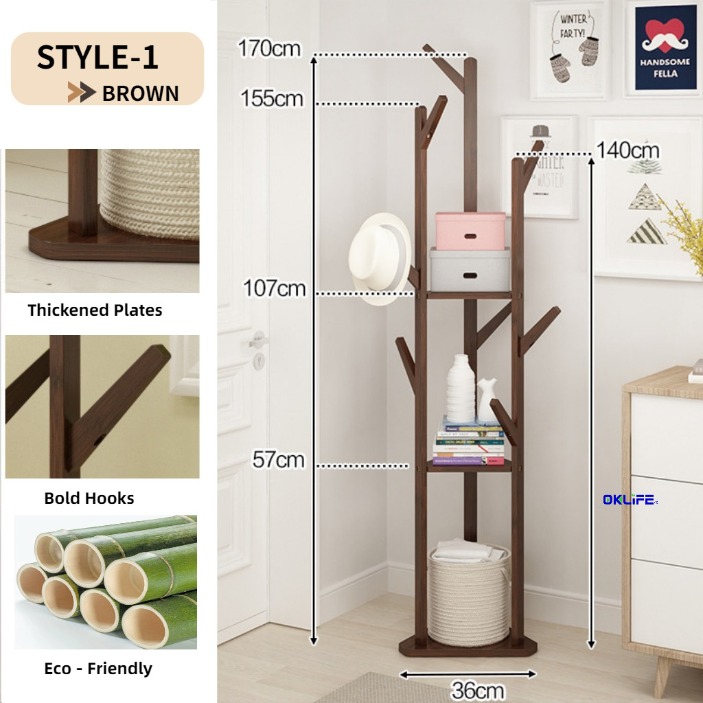 Solid Wood Freestanding Clothes Stand Bedroom Garment Rack Moisture Proof For HDB Condo Home Storage view 10