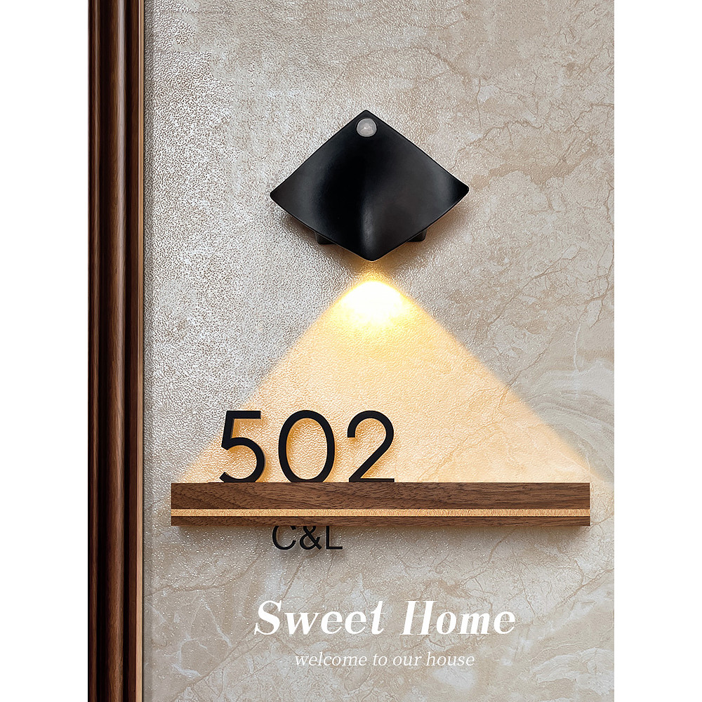 Decorative luminous hotel residential solid wood room license plate at ...