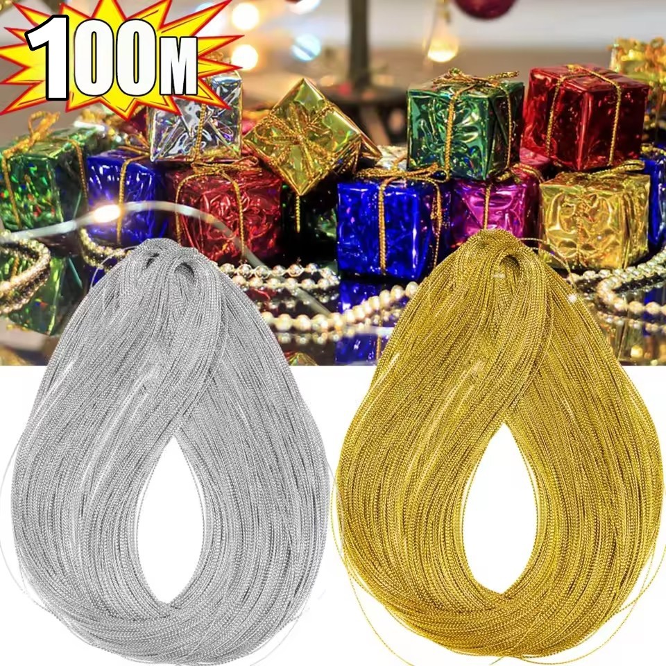 100M Glitter Thread Gold Silver Wire Beading Cord Rope String DIY Craft ...