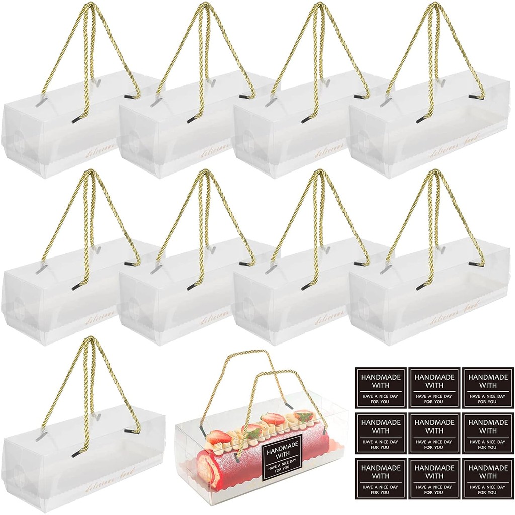 10 Pcs Transparent Cake Box Rectangle Cupcake Box,Small Macaron ...