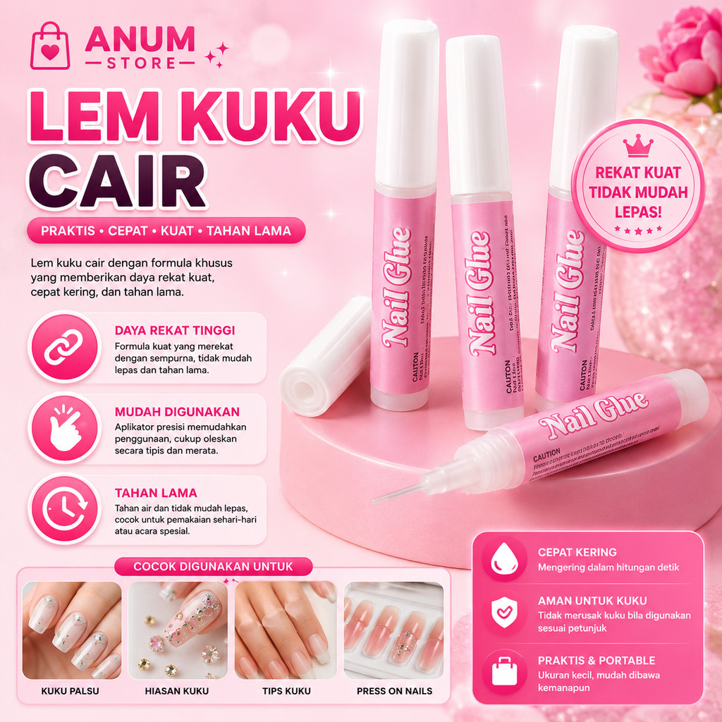 1PCS Lem Kuku Palsu Cair Mini Art Perawatan Kecantikan Aksesoris Make Up Nail Glue Pedicure A125