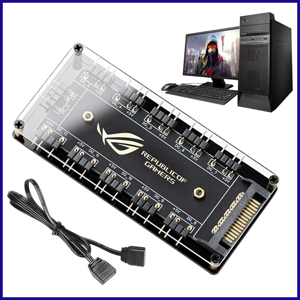 PC Fan Hub Game Chassis ARGB Light Controller 10-in-1 Cooling Chassis ...