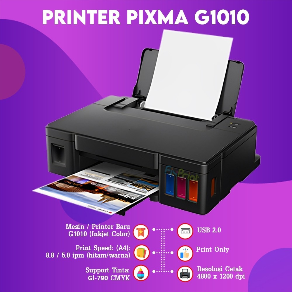 FixPrint Printer Canon G1730 / G1010 InkTank G-1010 A4 Color Original Resmi Pengganti G1020 / Canon E470 Pengganti E410 Print Scan Copy WiFi G1020 - Gambar 2