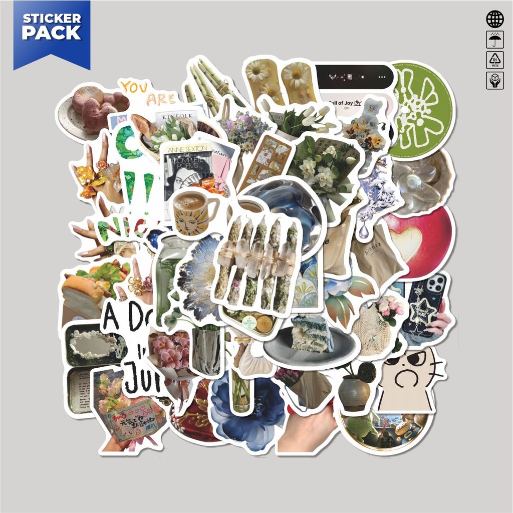 HP [100PCS] Sticker Pack Antique Stickers Album Aesthetic Vinyl ...