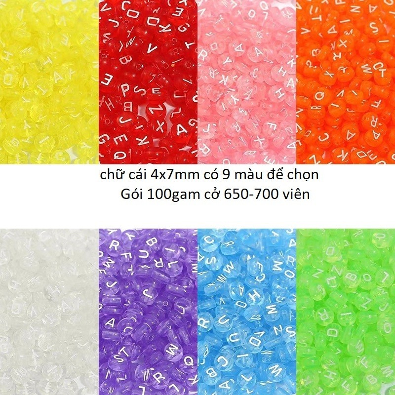 Package of 500-1000 colorful clear letter beads CHOOSE COLOR mixed with ...