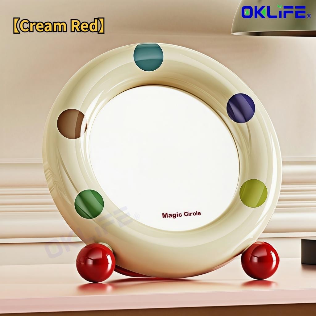 Vanity Mirror Adjustable Bracket Dopamine Cosmetic Mirror Round Vertical Desktop Makeup Mirror view 11
