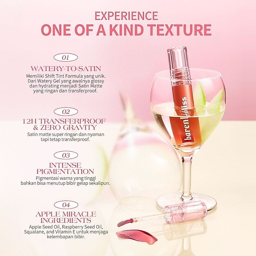 BARENBLISS BNB Apple Makes Adorable Mousse Tint / Merah Jingga Official - Gambar 2