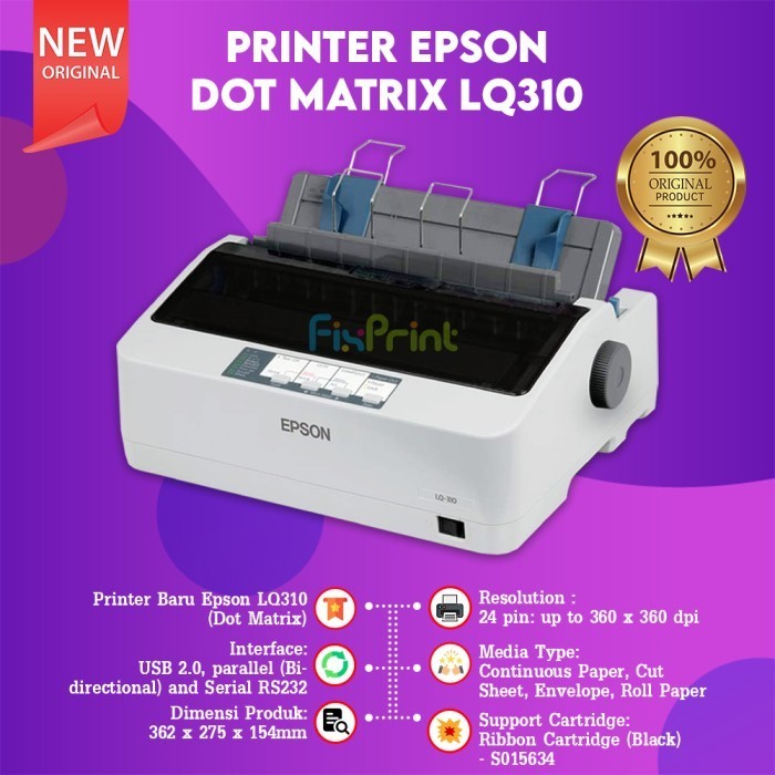 FixPrint Printer Epson Dot Matrix LX310 LX-310 LX 310 atau LQ310 LQ-310 LQ 310 / EcoTank L3256 / InkTank M2050 - Gambar 2