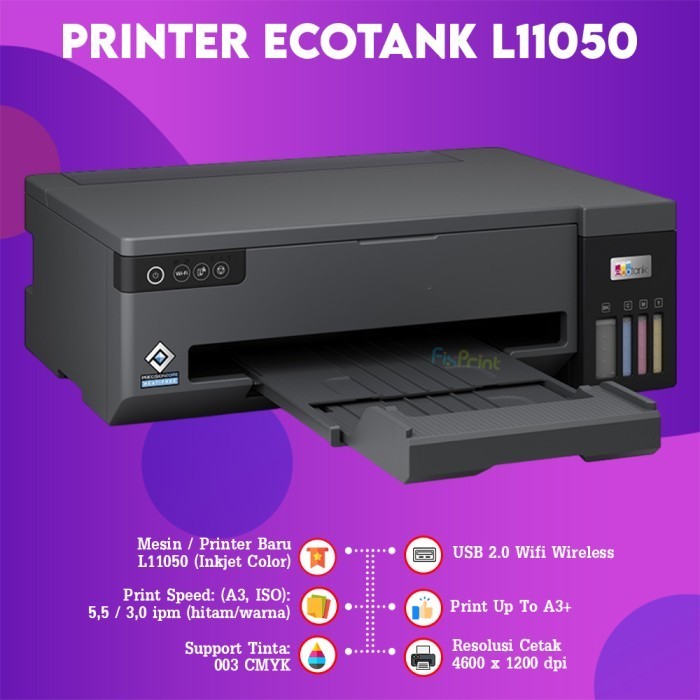 FixPrint Printer Epson EcoTank L11050 Ink Tank Photo WiFi A3 / L8050 L6490 Wireless / L4360 A4 Wi-Fi Duplex All-in-One Ink Tank Wireless / L5290 A4 Wi-Fi Print-Scan-Copy Fax with ADF New With Original Ink - Gambar 2