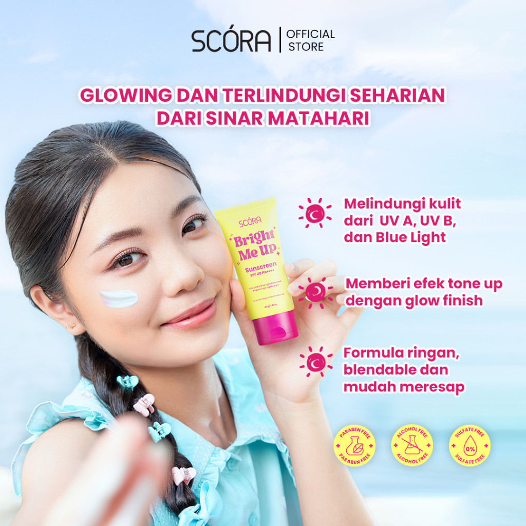 SCORA Bright Me Up Sunscreen 40 gr / Merah Jingga Official - Gambar 3